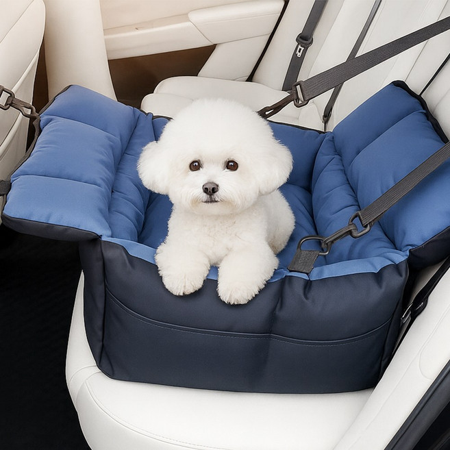 Curious Pony 강아지 카시트 이동가방 애견 카시트 강아지 자동차 카시트, 1개, 검은색+파란색