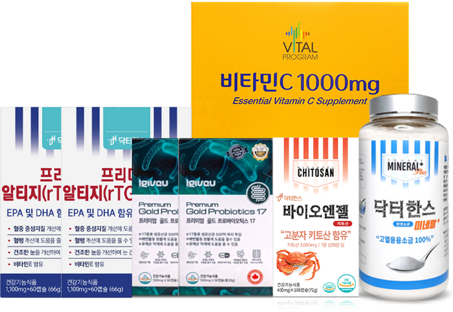기초세트 프리미엄 비오유키소 닥터한스 권장 필수 영양제 비타민 오메가 유산균 키토산 소금, 1개