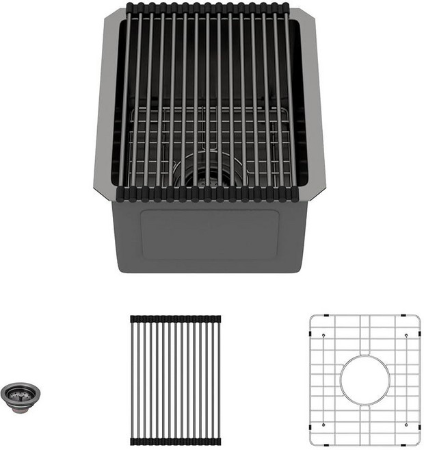 Lordear 30-in Black Kitchen Sink T304 16 Gauge Stainless Steel Gunmetal Black Single Bowl Handmade