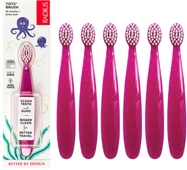 래디어스 토츠 유아 칫솔, 핑크, 1개입, 6개