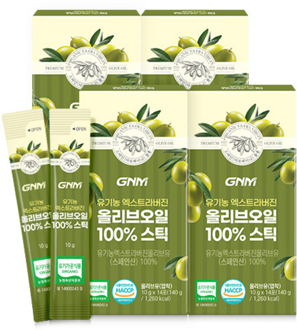 GNM 유기농 엑스트라버진 올리브오일 100% 스틱, 140g, 4개