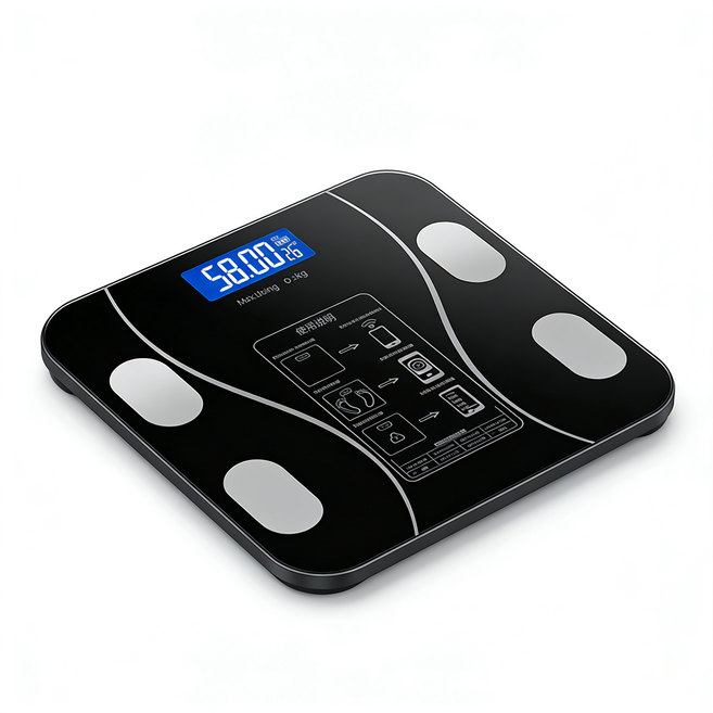 AIVK BL-2601 體脂秤 高精度體重計 智能體脂計, 黑色1, 1個, 可測體重體脂