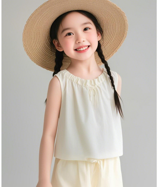 키즈프렌드 아동 유아 여아 스위트 나시 상의 팬츠 세트 러블리 캐주얼 파자마 에어컨복 투피스