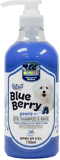 벨버드 애견용 샴푸 린스 겸용 블루베리향, 750ml, 1개입, 2개