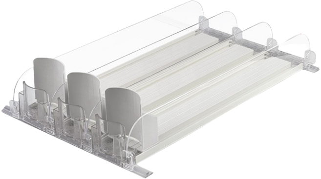 준성유통 냉장고 캔음료 트레이 정리함 3열31cm 5열38cm 맥주 음료수 자동정렬 디스펜서 다용도 다규격 호환, 1개, 화이트