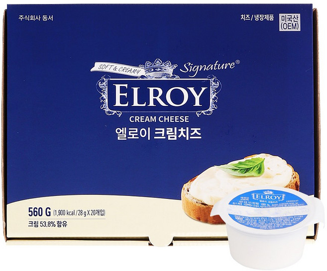 푸드올마켓_ 엘로이 크림치즈 포션 560g(28g x 20ea) /냉장-아이스박스무료, 28g, 20개