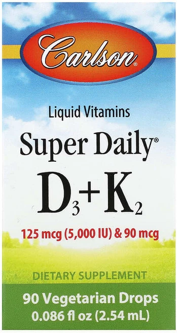 칼슨 Carlson Super Daily D3과 K2 125mcg(5000IU) and 90mcg 2.54ml(0.086fl oz) CAR-10250, 1개, 3ml - 쿠팡