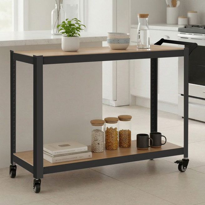 홈던트하우스 손잡이 이동식카트 틈새트롤리 웨건 바퀴선반 2단 3단, 블랙