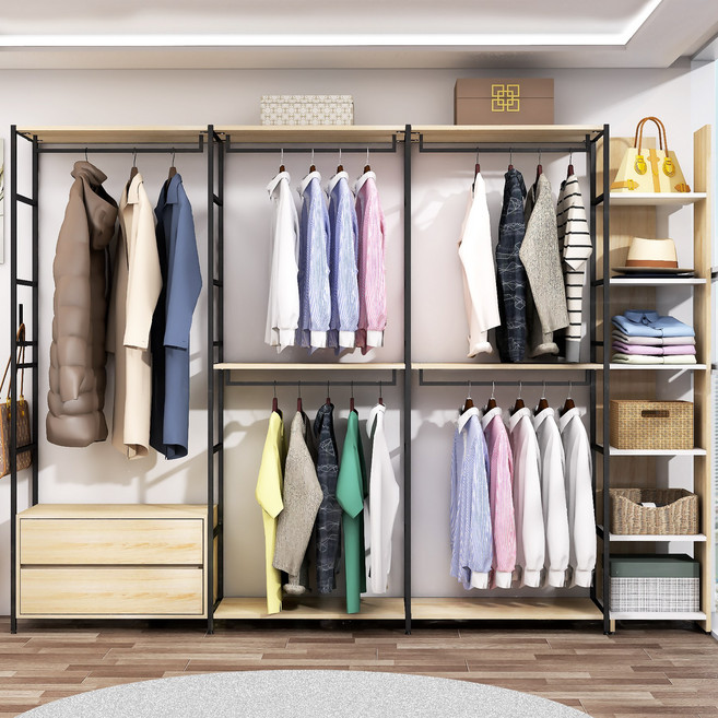 도노스틸 올리카 A8 철제드레스룸 시스템행거 연결옷장 깊이 40cm, 블랙