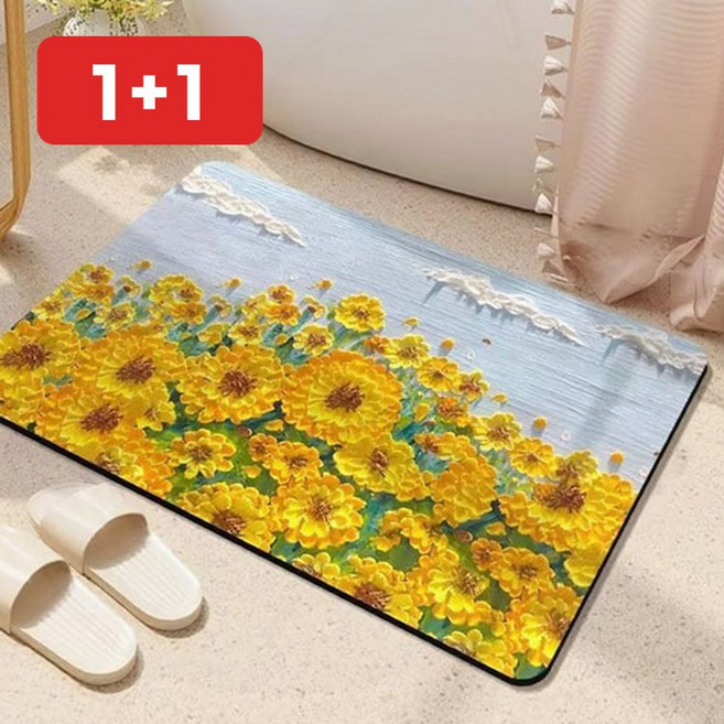 발매트 욕실 바닥 미끄럼 방지 현관 발닦개 흡수 속건 발판, one 해바라기