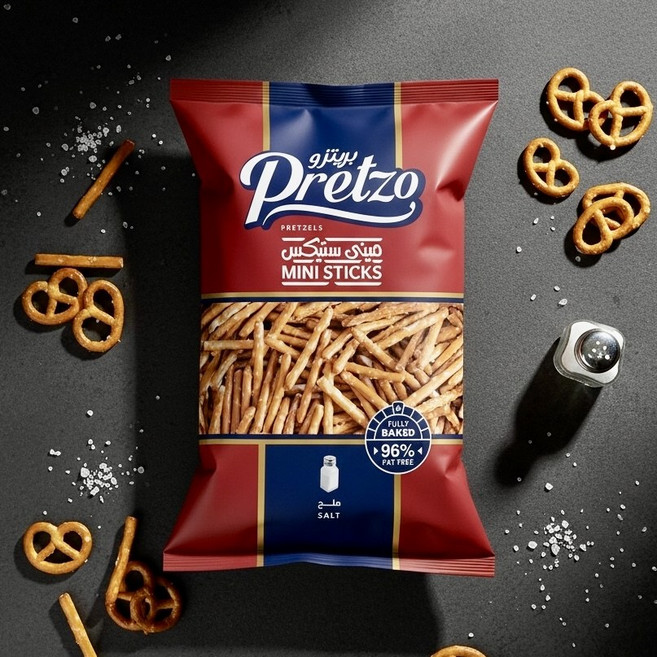 Pretzo 迷你蝴蝶餅 鹽味棒 低脂餅乾, 125g, 1包