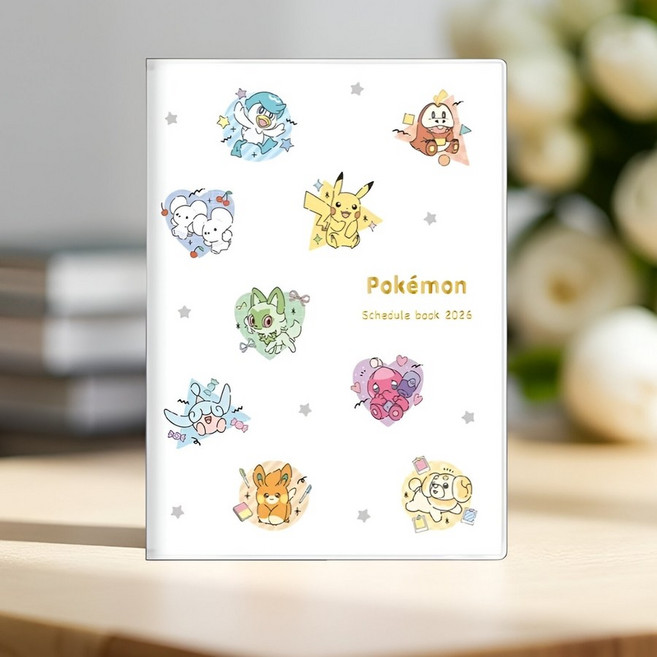 일본 선스타 포켓몬스터 피카츄 등 화이트 2026 월간 B6 스케쥴 다이어리
