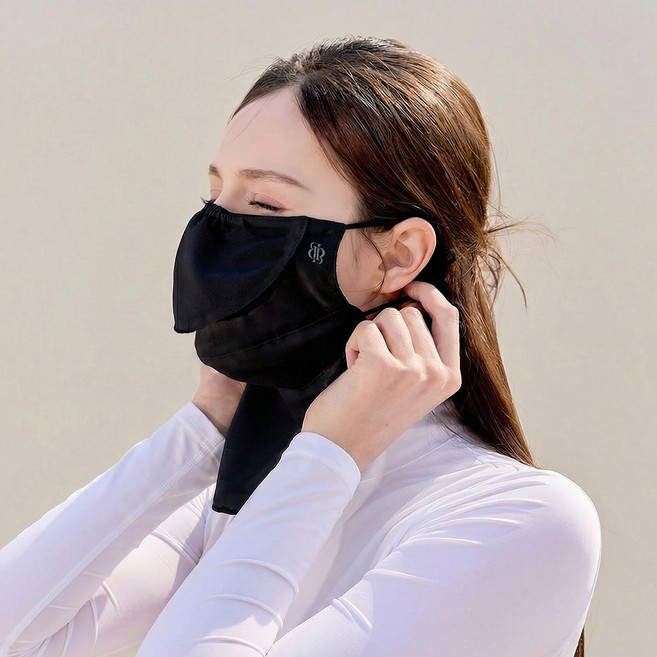 베일리화이트 여성 골프 마스크 UV 자외선 차단 여름용 스포츠 등산 자전거 테니스, 블랙, 1개