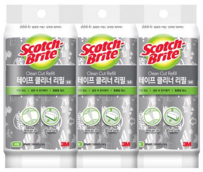 3M 스카치브라이트 대형 클린컷 테이프클리너 리필 6개 (2입 x 3개)