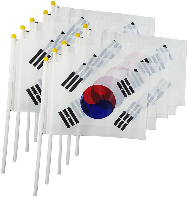 파티로 비닐 태극기 수기 국산 미니 국경일 깃발 10P, 10개, 화이트