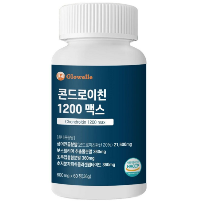 상어연골 콘드로이친 1200 식약청 인증 보스웰리아 초록잎 홍합, 1개, 60정