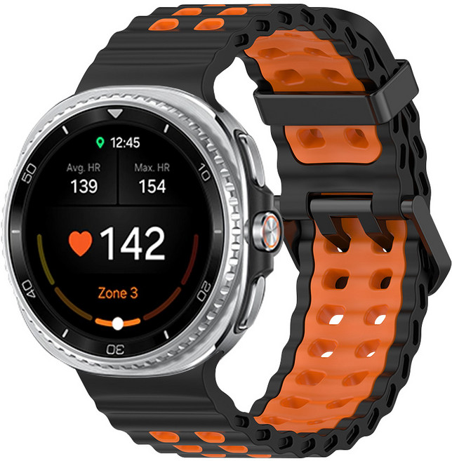 티엑스엘엑스 갤럭시워치 8 클래식 마린 밴드 스트랩, 블랙 오렌지