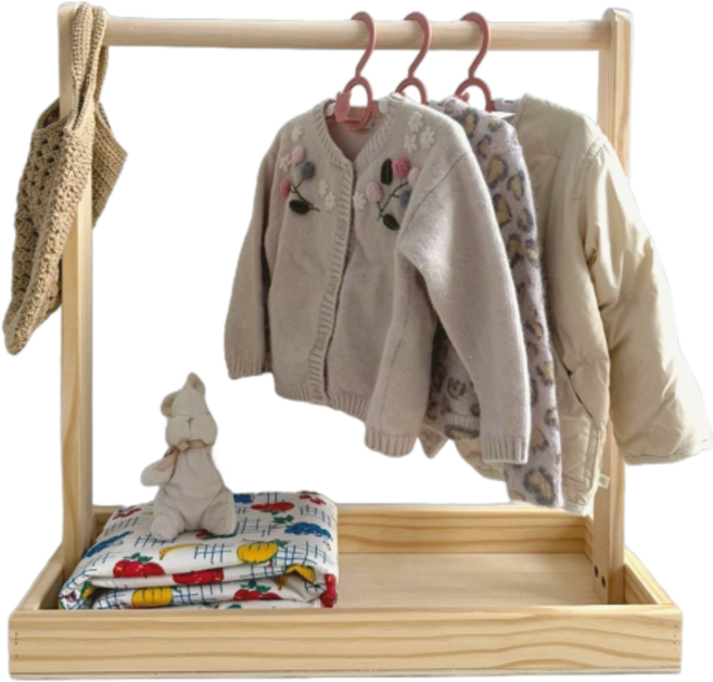 다쥬홈 아기옷 유아행거 미니행거 원목색, 추가상품1