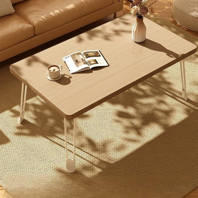 Veralool 거실 접이식 테이블 다용도상 침대 베드 테이블 좌식 책상 가정용 직사각형 식탁70*50*35cm, 오크 화이트