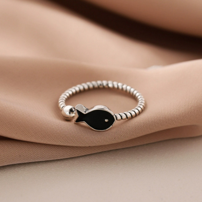 실버 물고기 반지 행운 은 s925 반지