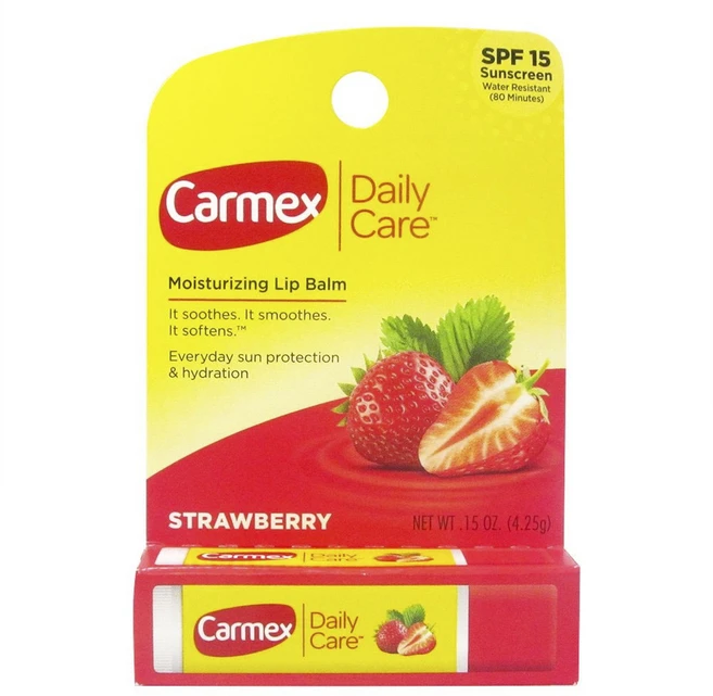 카멕스 데일리 케어 모이스처라이징 립 밤 선 프로텍션 & 하이드레이션 4.25g, 1개, Strawberry - 쿠팡