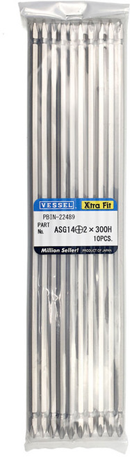 일제 베셀 임팩 드릴비트 드릴날 드라이버 비트 ASG14(+)2X300H 낱개 판매, 1개