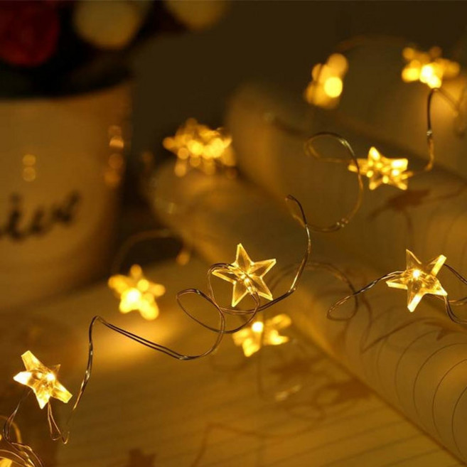 크리스마스 스타 LED 30구 50구 별 전구 조명 와이어 라이트 디자인 아이디어 상품, 50구 점멸기능, 1개