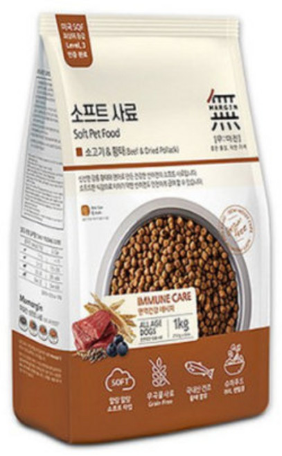 무마진 강아지 소프트사료 3kg (1kg x 3) 소고기와 황태 연어와 황태 오리고기와 황태 골고루 1개씩, 소, 1kg, 3개