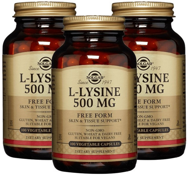 SOLGAR L-離胺酸素食膠囊 500mg, 100顆, 3罐