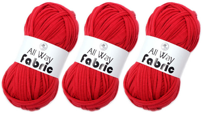 패브릭얀 뜨개실 100g X 3p 티셔츠얀 코바늘 가방 뜨개실, 6개, 17 레드