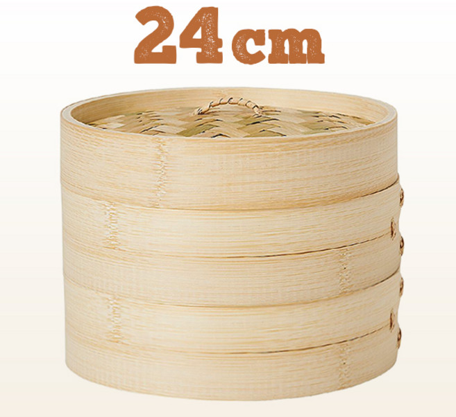 대나무 만두찜기 24cm (2단+뚜껑 대나무찜기 딤섬 편백찜 고구마 채소찜)