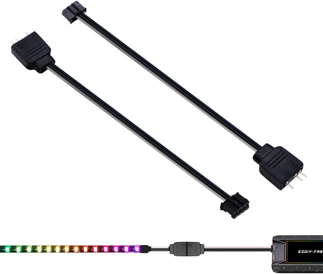 EZDIY-FAB LED 포트 어댑터 3핀 ARGB 장치와의 호환성 어댑터 케이블 - 2개(HUB용)