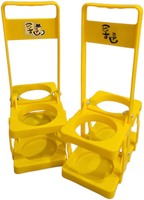 들꽃 커피캐리어 접이식 음료 캐리어 2구, 노랑, 1개