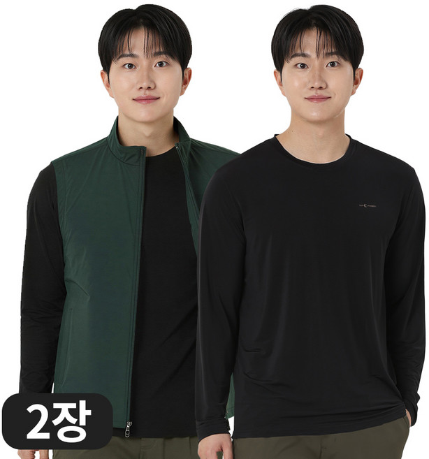 아소트 [1+1] 프리미엄 스포츠 골프 이너웨어 자외선차단 UV 쿨링 남성 냉감 라운드 긴팔 티셔츠