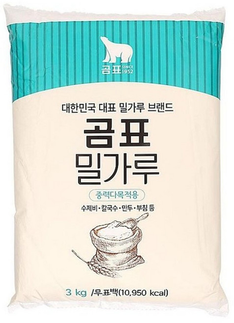 밀가루 식자재 곰표 중력다목적용 3KG, 1개