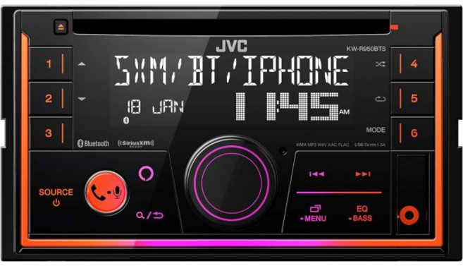 JVC KWR950BUSB 포트가 있는 TS 블루투스 카 스테레오 수신기 – LCD 디스플레이 AMFM 라디오 MP3 플레이어 Double DIN 13밴드 EQ블랙