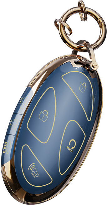 현대 호환 아반떼 쏘나타 그랜져 투싼 싼타페 펠리세이드 아이오닉 넥쏘 코나 스마트키 키케이스 키홀더 키링 악세사리 차량용품 골드라인, 5버튼, 현대 A타입, 다크블루