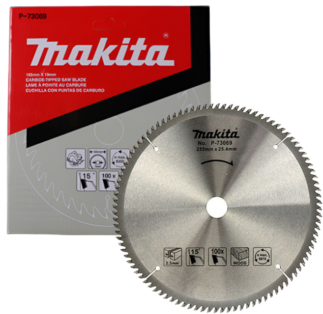 마끼다 목재용 카바이드 팁 원형톱날 255mm, 1개, P-73069