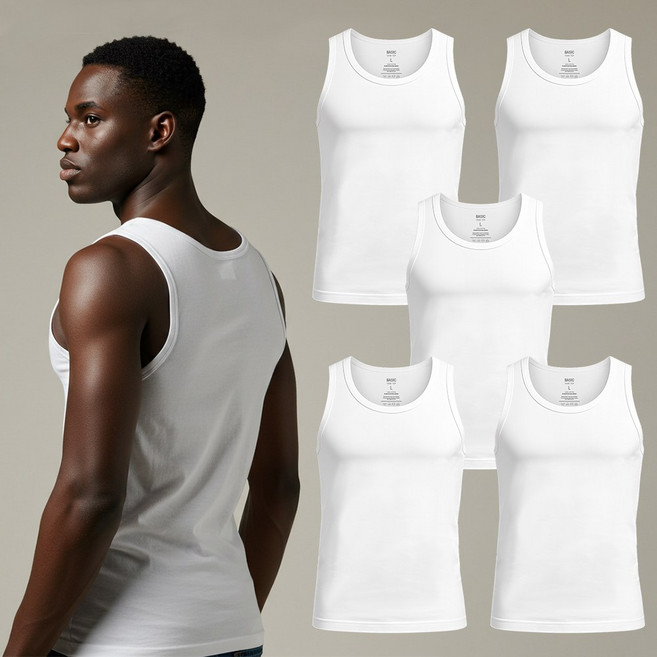 어니우니 남자 런닝셔츠 순면 100% 면 나시 5매입