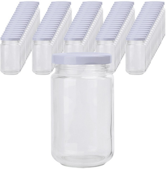 가인글로벌 일자젓갈250 유리병 러그캡 화이트, 96개, 200ml