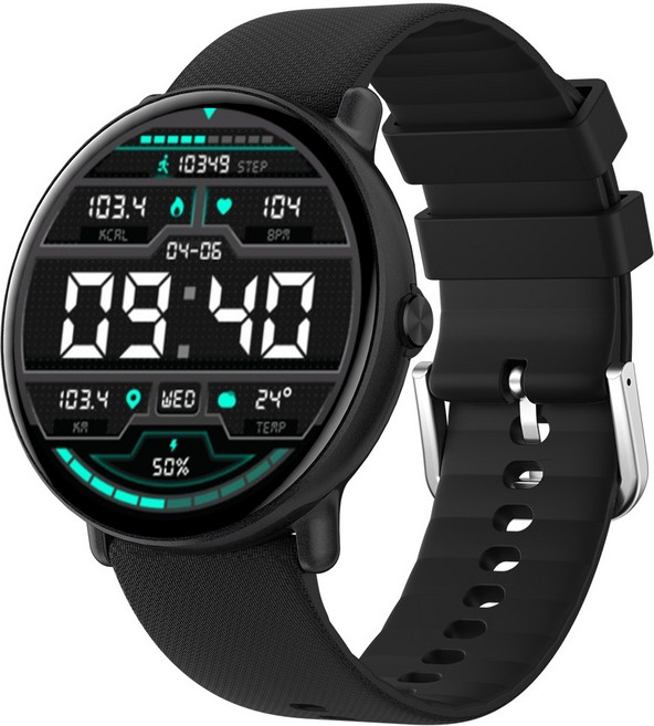 WAPIK 한글판 통화가능 블루투스 스마트워치 Y6 1.43인치 AMOLED 대화면, GPS + 블루투스, 3.6cm, 블랙