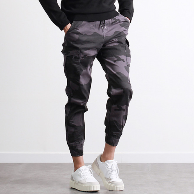 투뎃 남성용 허리밴딩 카모 카고 조거 팬츠