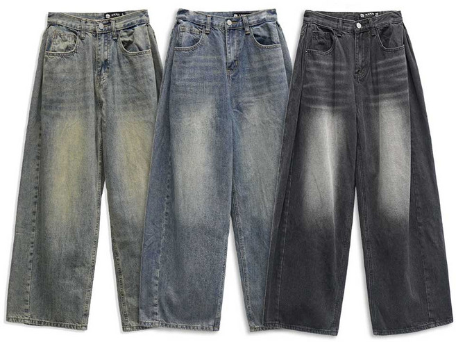 [키140/키150/키160] [자체제작] 키키코 폴딩핀턱와이드데님팬츠 와이드 청바지 여성 중학생 키작녀 봄 가을