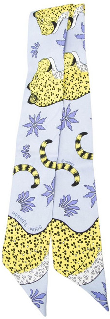 에르메스 중고 1990-2010 레 레오파드 실크 트윌리 스카프