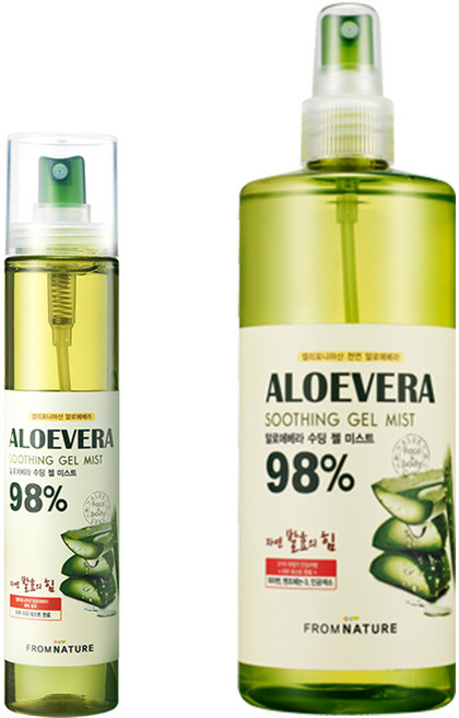 [대용량] 프럼네이처 알로에베라 98% 수딩젤 미스트 세트 [120ml 500ml], 620g, 1세트