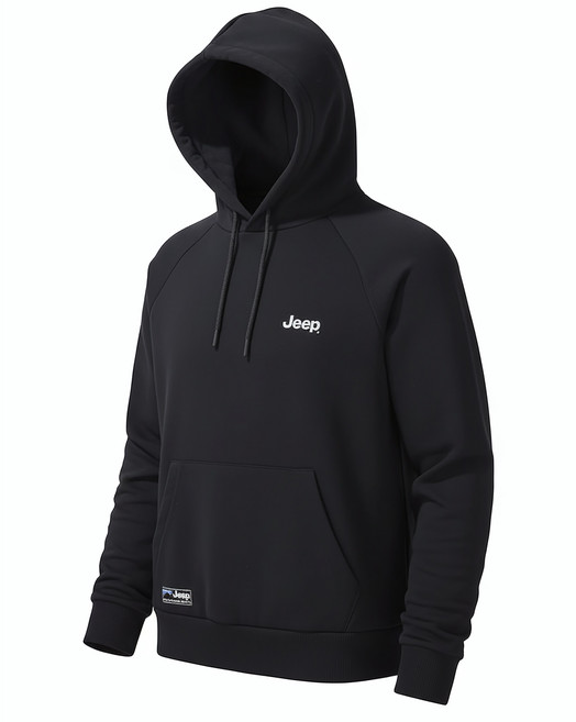 [국내매장판] 지프 JEEP 에센셜 래글런 후드티 스몰지프 기본 블랙 후드 티셔츠