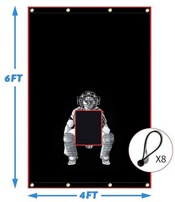 야구네트 투수 그물망 피칭 배팅망 피칭망, 1개, 블랙레드 인체 패턴 6x4ft