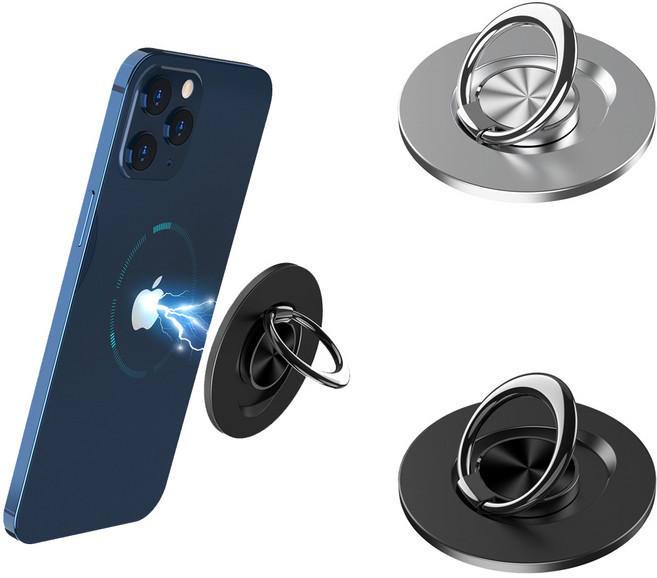 다퍼남 Magsafe 마그네틱 맥링 휴대폰 링 버클 아이폰 맥세이프 360도 홀더 거치대, 블랙, 1개
