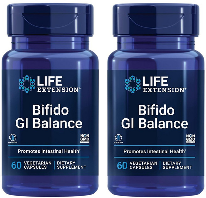 (1+1) 라이프익스텐션 Bifido GI Balance 비피도박테리움 롱검 유산균 BB536 60 베지캡슐 2팩, 60정, 2개