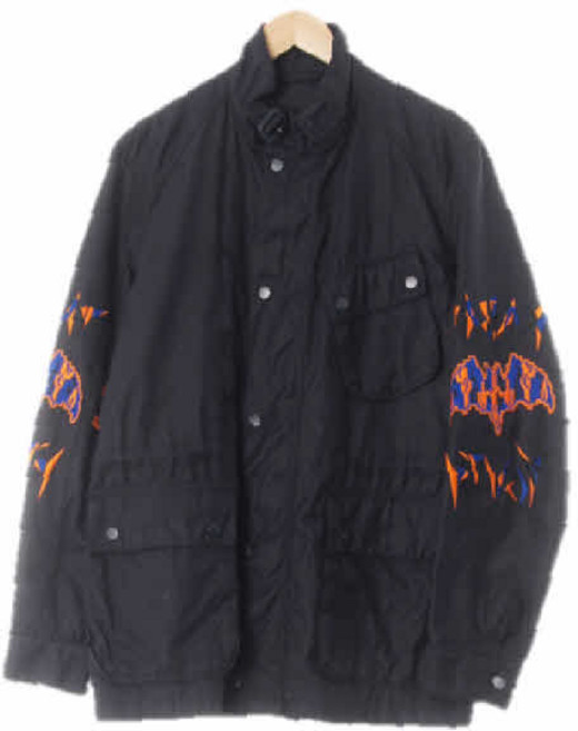 5626 카이아크만 블랙 면혼방 소매기하학자수야상자켓 [95-78-170]